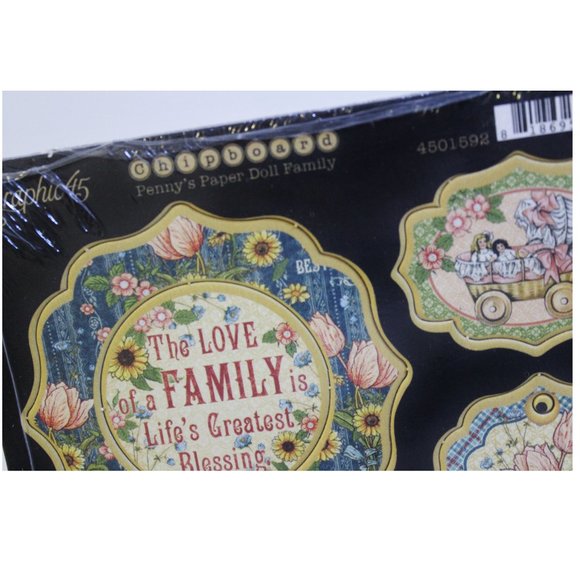 Graphic 45 Penny's Paper Doll Family Die Cut Chipboard Tags Scrapbook - Picture 6 of 6